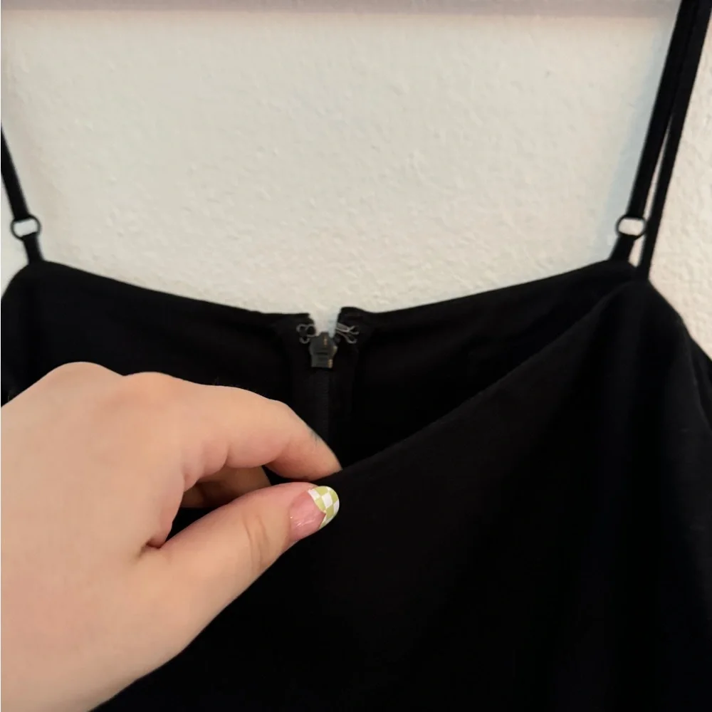 🖤 NWOT Anthropologie Linen Blend Black Midi Dress - Picture 6 of 7